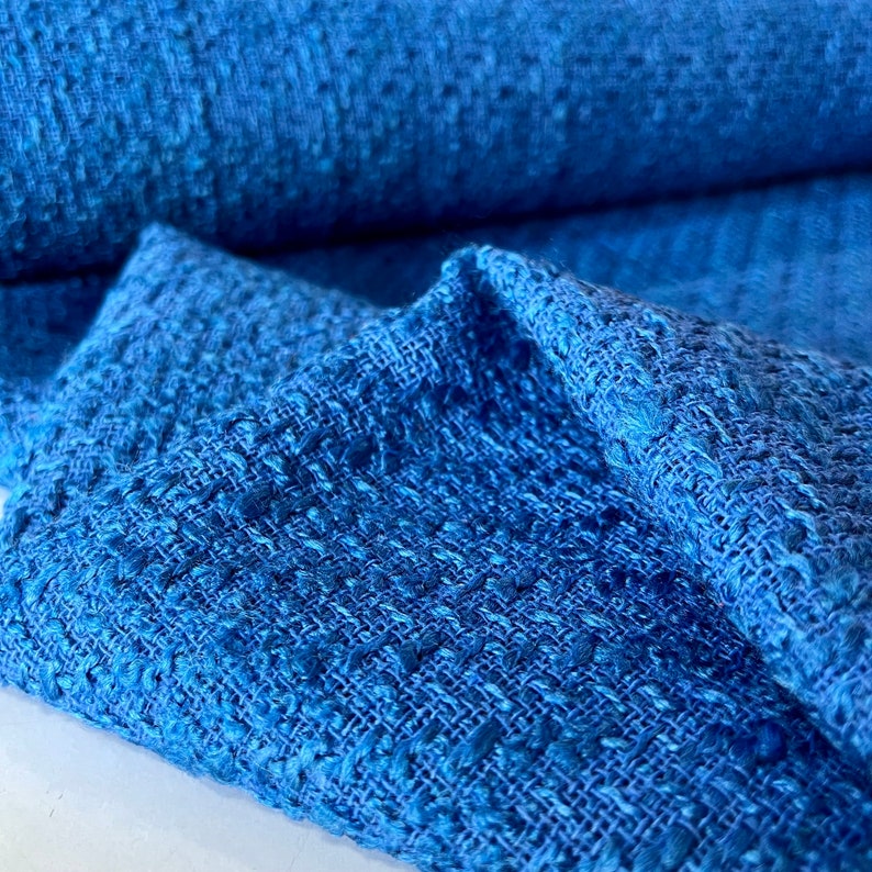 Luxurious Soft Blue Tweed Fabric Clothing Fabric by the Yard Etsy