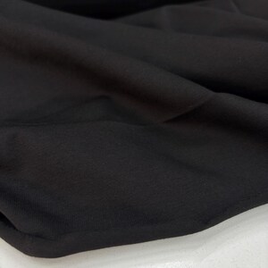 Black Cotton Jersey Fabric – Soft Combed Stretch Knit Material for Apparel | 150cm/59in wide