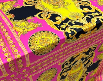 Italian Gold Leaf Satin Fabric – Silky Abstract Pattern | Width 150 cm / 59 in