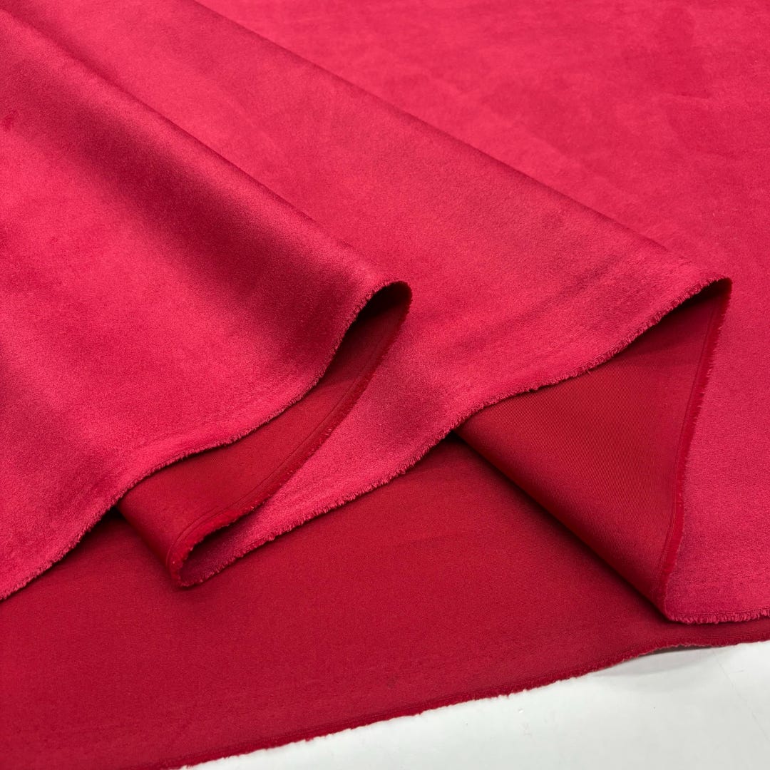 Red Fuchsia Scuba Suede Fabric – Soft Stretchy Structured Material for ...