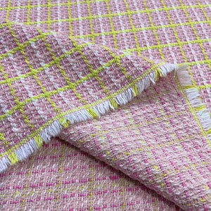 Pink Italian Design Cotton Tweed Fabric, Tweed Fabric by the Yard for Clothing, for Jacket Dress Skirt (1.64 yards or 51 inch width)