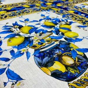 Italian Lemon Vase Linen Fabric: Fashion & Home Decor (150cm/1.64yd)