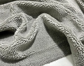 Designer Grey Teddy Boucle Fabric for all Upholstery and Decor, 150cm/59in wide