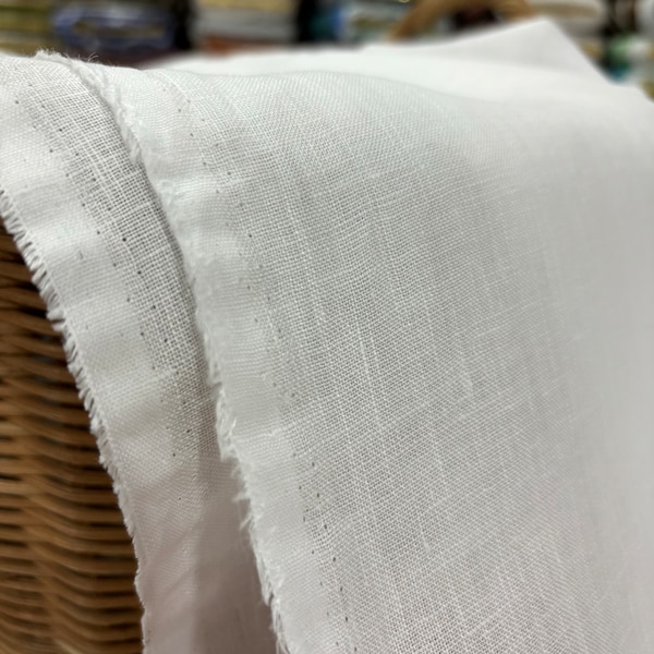 Fine Natural 100% Pure Linen Fabric White (150 cm or 1.64 yards or 57 inches wide) for clothing linen, linen for home textiles,curtain linen