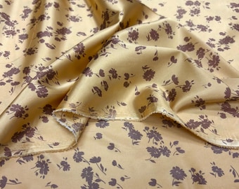 Brown Floral Satin Fabric – Flowing Soft Material for Fashion Dresses | 150cm/59in wide