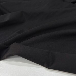 Black Cotton Jersey Fabric – Soft Combed Stretch Knit Material for Apparel | 150cm/59in wide
