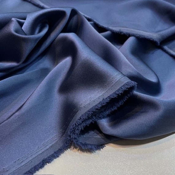 Tela de satén de acetato para vestidos de noche de lujo en índigo