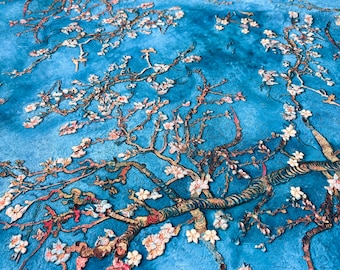 Blue Floral Crepe Fabric: Lightweight Dress Fabric 150cm/57in width