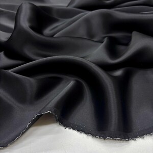 Black 100% Silk Satin Fabric – Luxury Natural Silk with Lustrous Finish | 140 cm Width