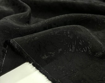 Schwarzer Jacquard-Cupro-Stoff, Jackenstoff, Luxus-Cupro-, Designerstoff für die Schneiderei aus Baumwolle (150 cm/1,64 Yard/57 Zoll)