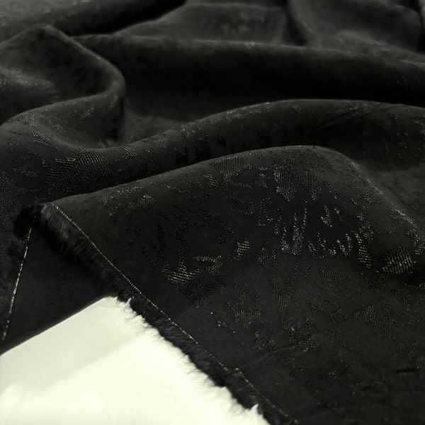 Black Jacquard Cupro Fabric, Jacket Fabric, Luxury Cupro Fabric By The Yard,  Cotton Dressmaking Designer Fabric(150cm/1.64 yard/57 inch)