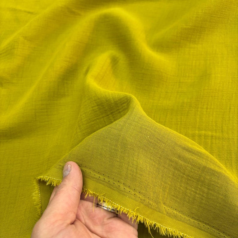 Olive Green Cotton Muslin Fabric – Double-Layered Soft Lightweight for Dresses & Clothing | 140 cm
