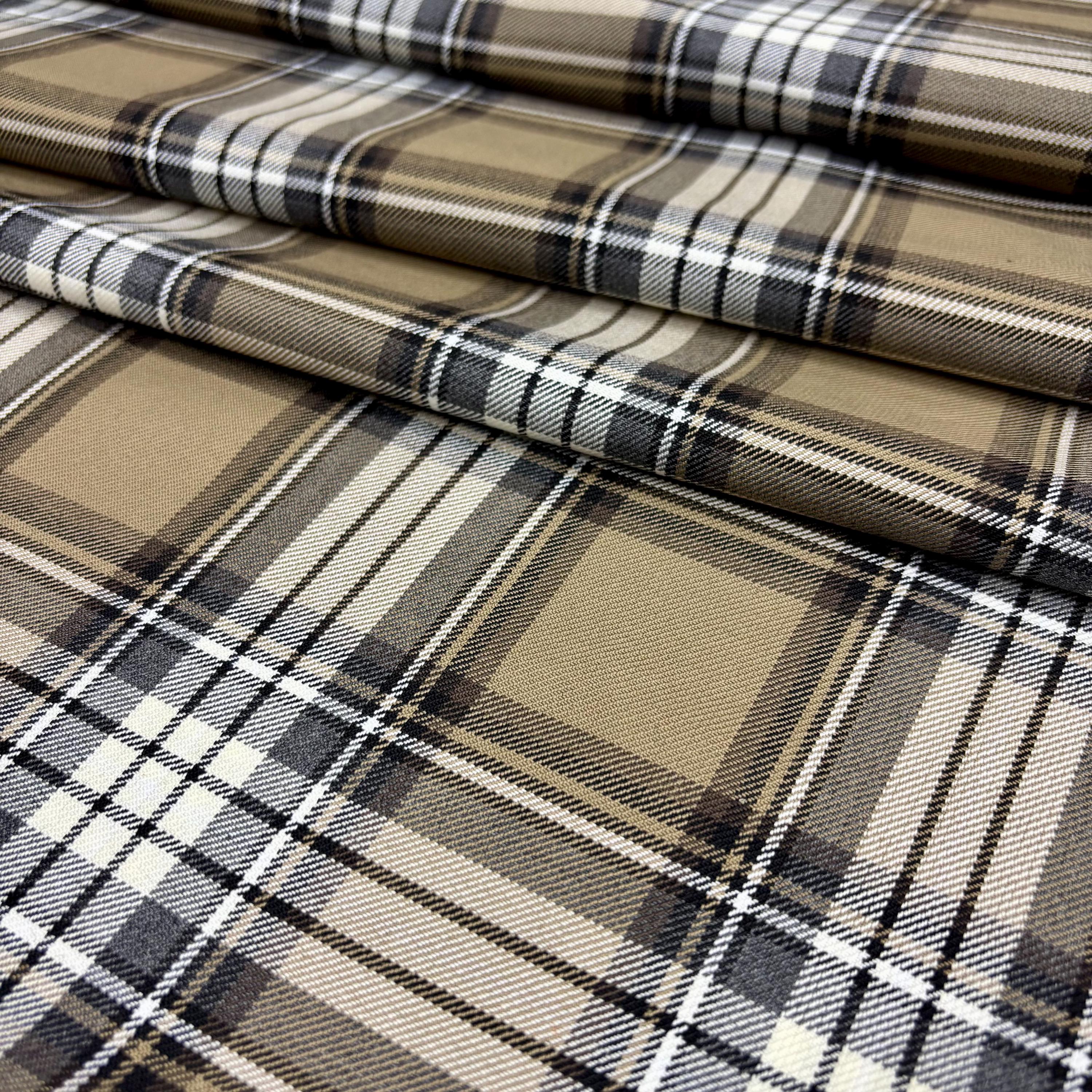Beige Brown Luxury Tartan Fabric Plaid Material for Jackets Skirts Dresses 150cm Width