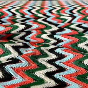 Zigzag Pattern Knitted Fabric Green Orange ( 150 cm or 1.64 yards or 57 inches width) Home Decor Fabric,Pareo,Jersey fabric, Luxury Fabric