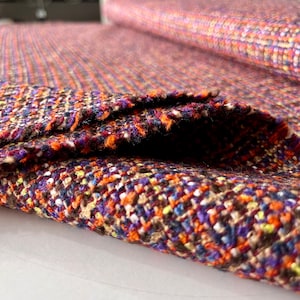 Super Tweed Fabric Bordeaux (1.64 yards or 59 inches width), coat-dress-skirt-luxury tweed fabric