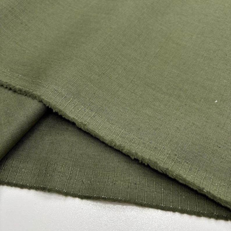 Green Cotton Linen Fabric: Natural Breathable Soft Linen Blend – Dress & Apparel 150cm Width