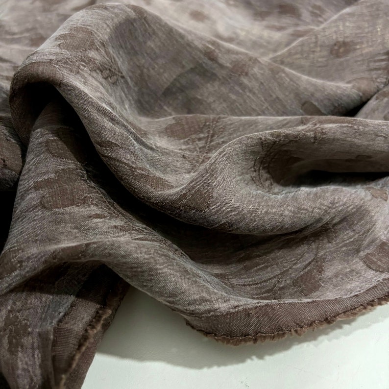 Tela de cupro de seda marrón corteza natural, tela de seda vestido-falda-blusa-camisa tela de diseñador, 150 cm/1,64 yardas/57 pulgadas imagen 1