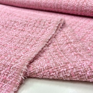 High-Quality Luxury Pink Tweed Fabric, Fabric for Jacket-Dress-Skirt-Coat, Home Textile(150cm or 1.64 yards or 57 inch width)