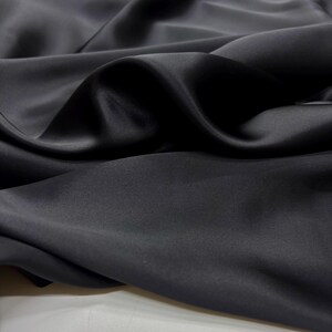Black 100% Silk Satin Fabric – Luxury Natural Silk with Lustrous Finish | 140 cm Width