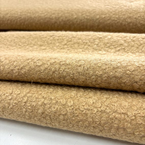 Camel Bouclé Upholstery Fabric: Soft Designer Textile, 59" Wide