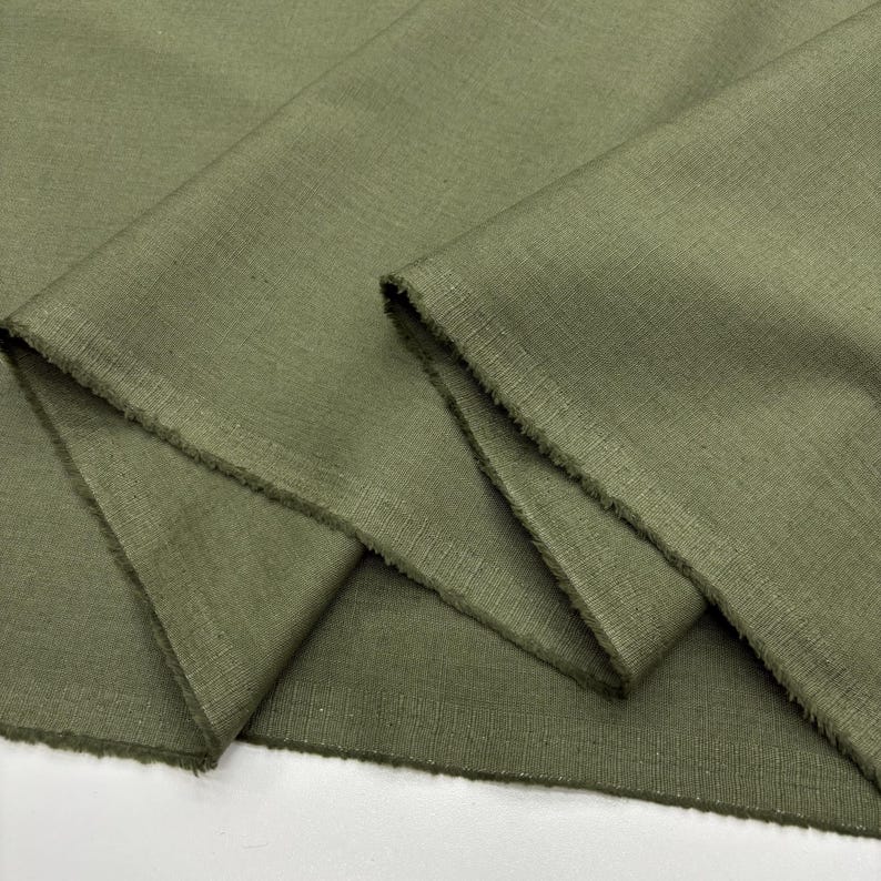 Green Cotton Linen Fabric: Natural Breathable Soft Linen Blend – Dress & Apparel 150cm Width