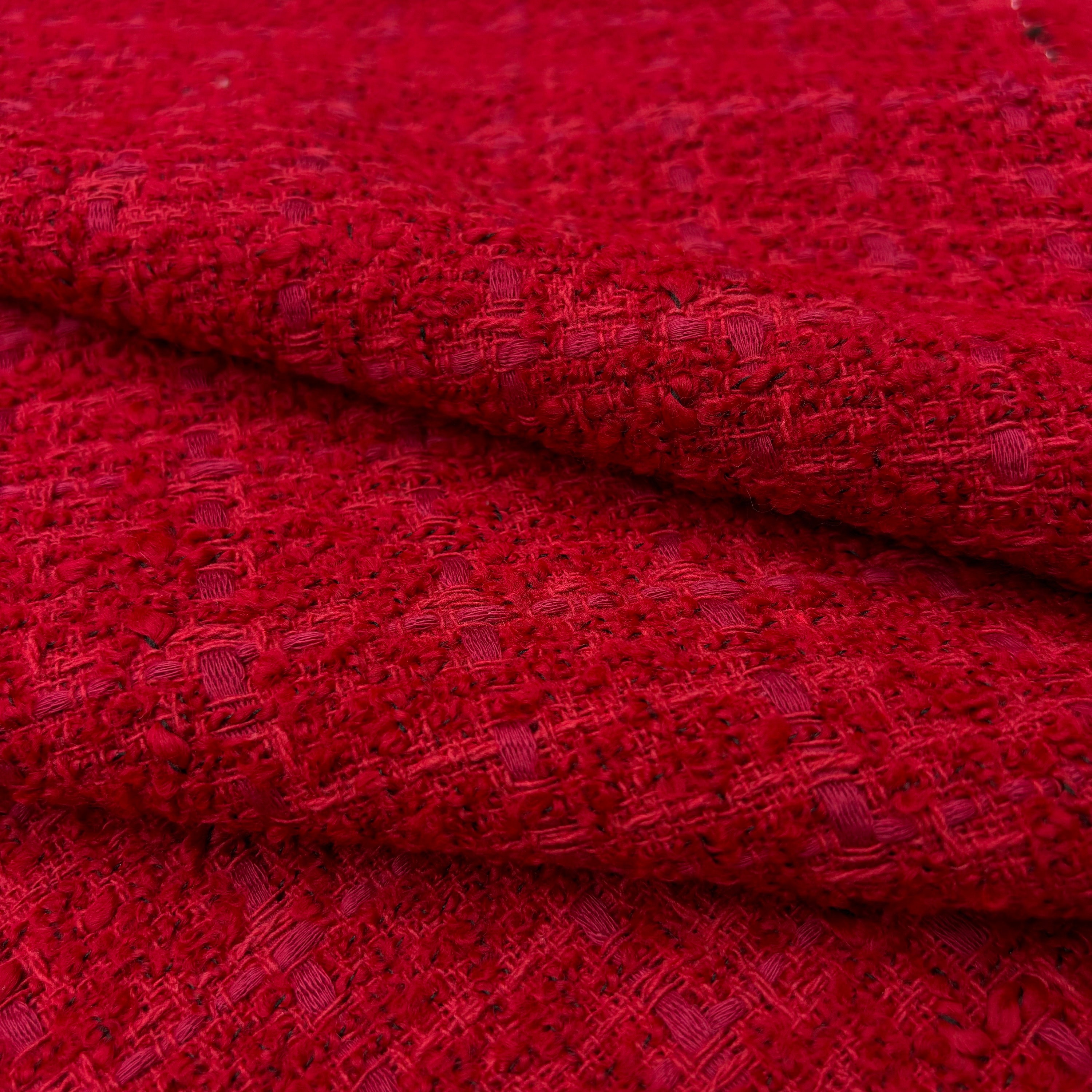 Red Classic Cotton Tweed Fabric, Moda Fabric for Jacket Fashion Coat-Dress Skirt,Wool Tweed Fabric(1.64 yards or 57-inch width)