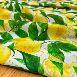 Lemon Pattern Linen Fabric: Italian Design Clothing Fabric 150cm/59in width
