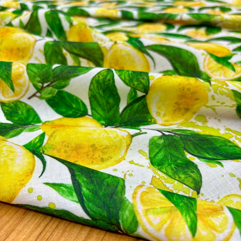 Lemon Pattern Linen Fabric: Italian Design Clothing Fabric 150cm/59in width