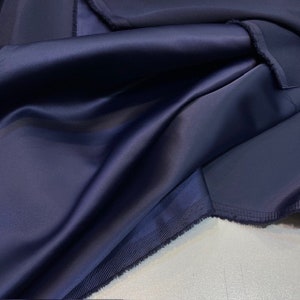 Navy Blue Acetate Satin Fabric: Luxury Evening Dress Material (150cm Wide)