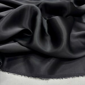 Black 100% Silk Satin Fabric – Luxury Natural Silk with Lustrous Finish | 140 cm Width