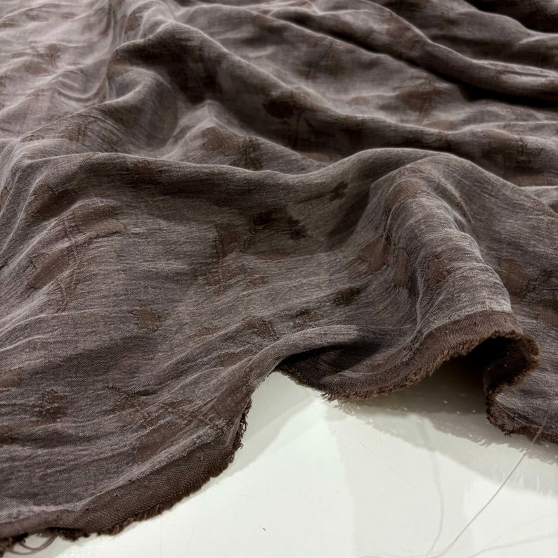 Tela de cupro de seda marrón corteza natural, tela de seda vestido-falda-blusa-camisa tela de diseñador, 150 cm/1,64 yardas/57 pulgadas imagen 2