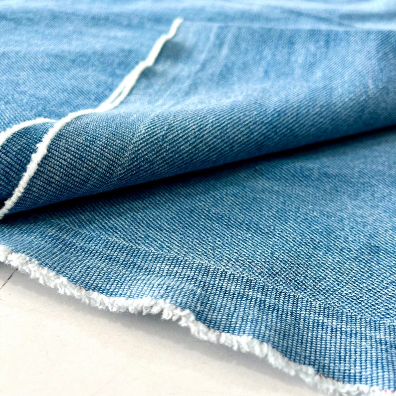 Light Blue Stonewashed Softened Denim Fabric