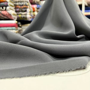 Gray Italian Crepe Fabric, Fashion Fabric, Clothing Fabric, Dress Fabric,Sewing Fabric, Crepe Fabric(150 cm or 1.64 yards or 57 inch)