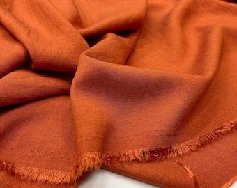 Terracotta Wrinkle-Resistant Linen Fabric – Soft Durable Linen Blend for Dresses, Shirts, Pants & DIY Sewing | 150 cm Width