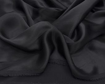 Schwarzer Rayon-Baumwoll-Cupro-Stoff – Weiche, Seidig-Fließende Mischung für Kleider, Blusen & Modeprojekte | 150 cm Breite