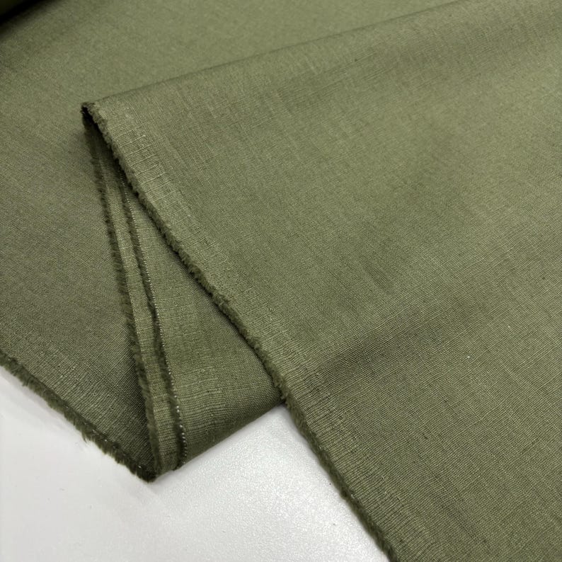 Green Cotton Linen Fabric: Natural Breathable Soft Linen Blend – Dress & Apparel 150cm Width