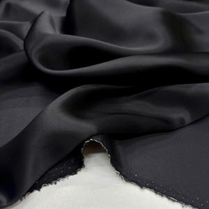 Black 100% Silk Satin Fabric – Luxury Natural Silk with Lustrous Finish | 140 cm Width
