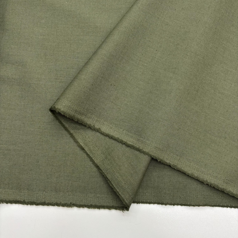 Green Cotton Linen Fabric: Natural Breathable Soft Linen Blend – Dress & Apparel 150cm Width