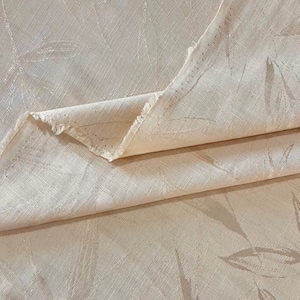 Jacquard 100% Linen Fabric Cream Beige , Clothing Linen Fabric, Pure Plain Linen Fabric Material,(Width 150cm//1,64 yard//57 inc)