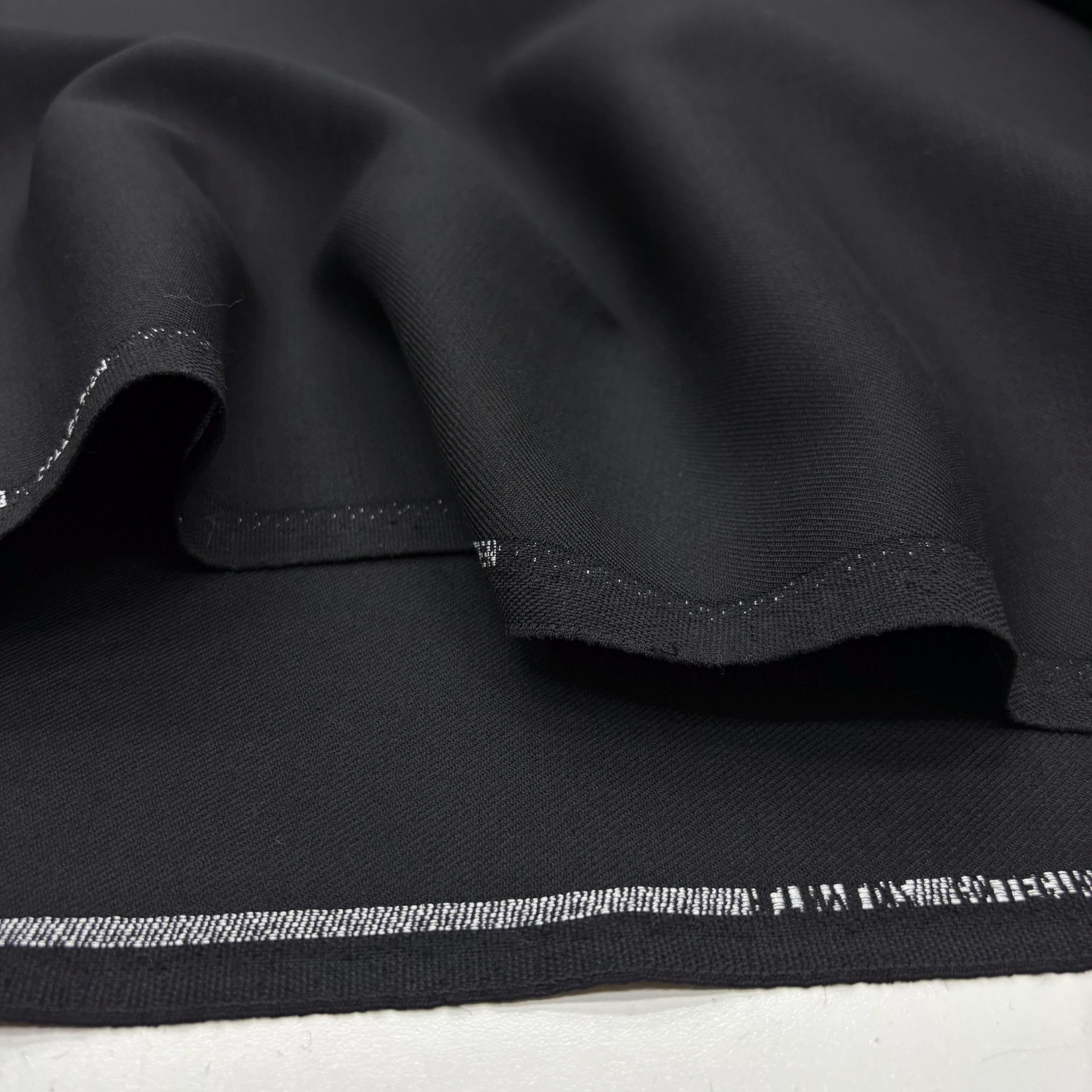 Black Heavy Wool Gabardine Fabric – Thick Durable Tailoring