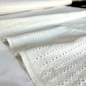 Delicate 100% Cotton Eyelet Fabric for Dressmaking, by the Yard, 140cm/55in wide
