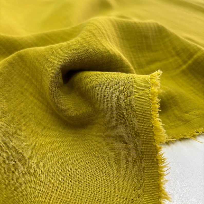 Olive Green Cotton Muslin Fabric – Double-Layered Soft Lightweight for Dresses & Clothing | 140 cm
