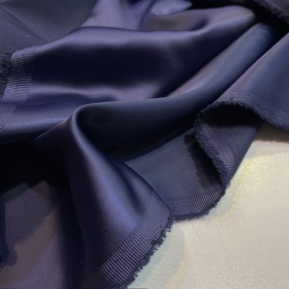Navy Blue Acetate Satin Fabric: Luxury Evening Dress Material (150cm Wide)