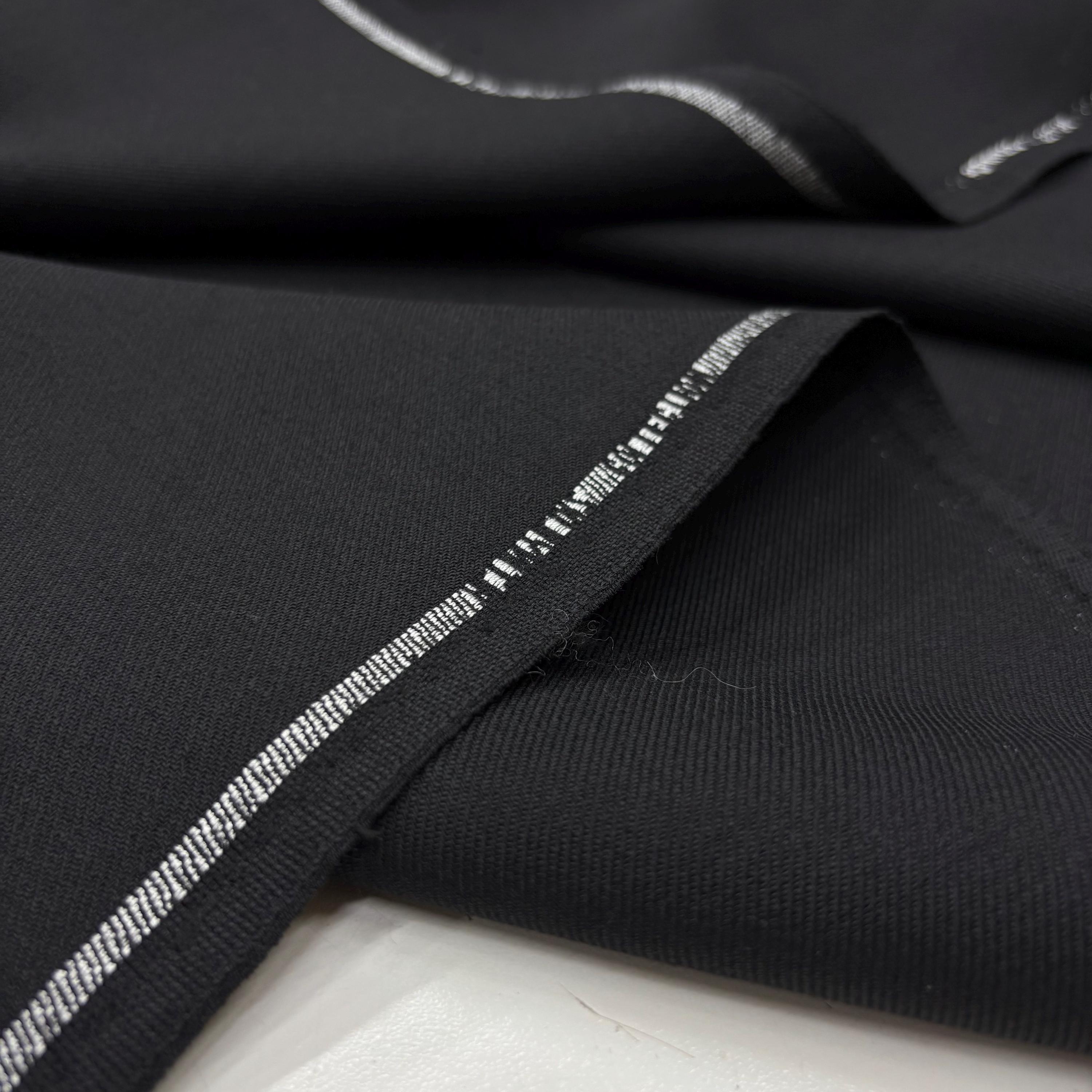 Black Heavy Wool Gabardine Fabric – Thick Durable Tailoring