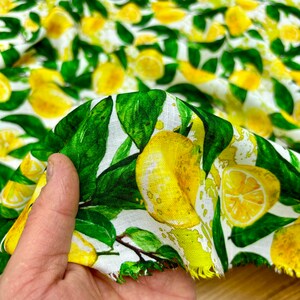 Lemon Pattern Linen Fabric: Italian Design Clothing Fabric 150cm/59in width