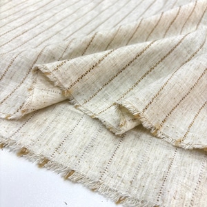 Brown Striped Linen Fabric: Natural Beige Textile, Clothing & Home Decor (150cm Wide)