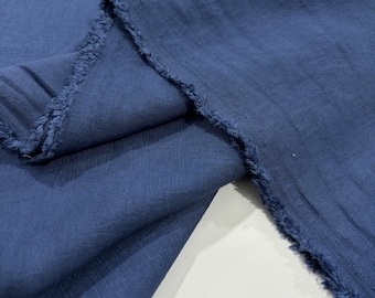 Tissu en lin de coton fluide non transparent et infroissable Indig(150 cm ou 1,64 yards ou 57 pouces de largeur)
