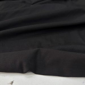 Black Cotton Jersey Fabric – Soft Combed Stretch Knit Material for Apparel | 150cm/59in wide