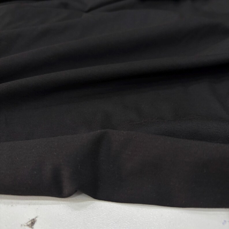 Black Cotton Jersey Fabric – Soft Combed Stretch Knit Material for Apparel | 150cm/59in wide