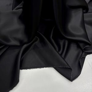 Black 100% Silk Satin Fabric – Luxury Natural Silk with Lustrous Finish | 140 cm Width
